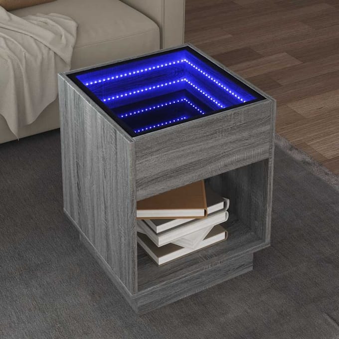 vidaXL - Salontafel - met - Infinity - LED - 40x40x50 - cm - grijs - sonoma - eikenkleur