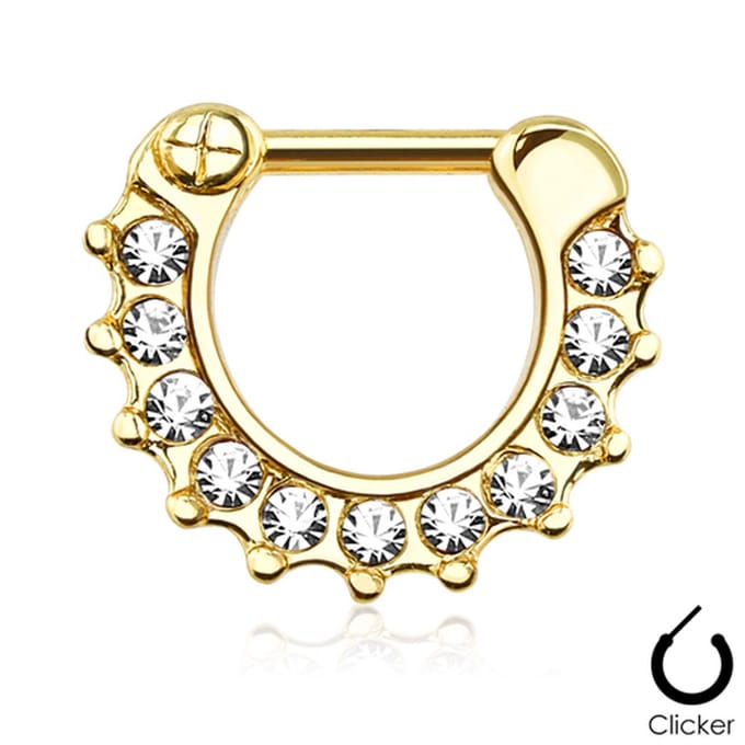 Piercing clicker 11 steentjes - goud - LMPiercings