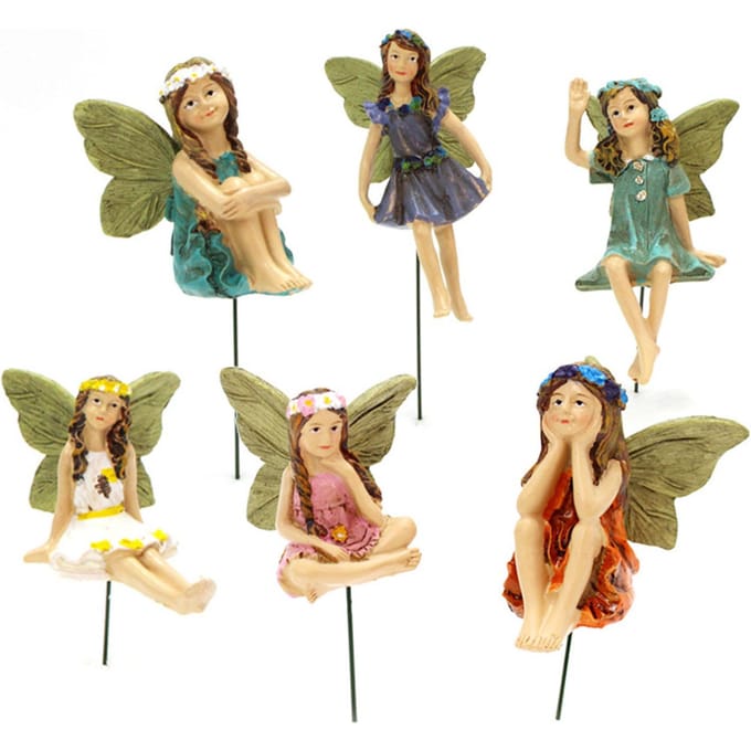 Mini Feeën Beeldjes Schattig Helder Patroon Hars Miniatuur Feeënsculptuur voor Sprookjestuin beige