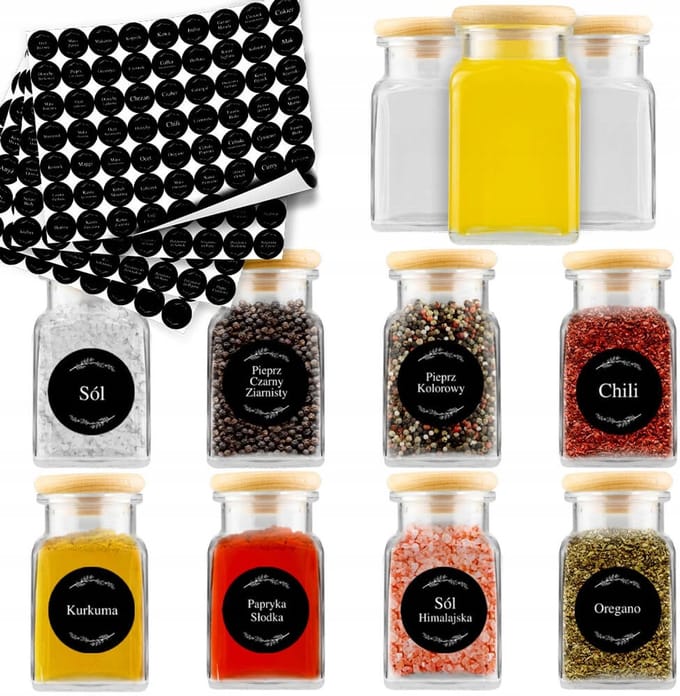 Bimberek - Kruidenpot Set - 150ml - Houten Deksels - Inclusief 252 Labels