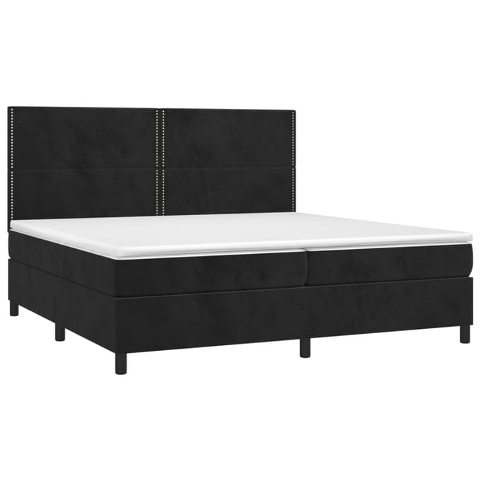 vidaXL - Boxspring - met - matras - en - LED - fluweel - zwart - 200x200 - cm