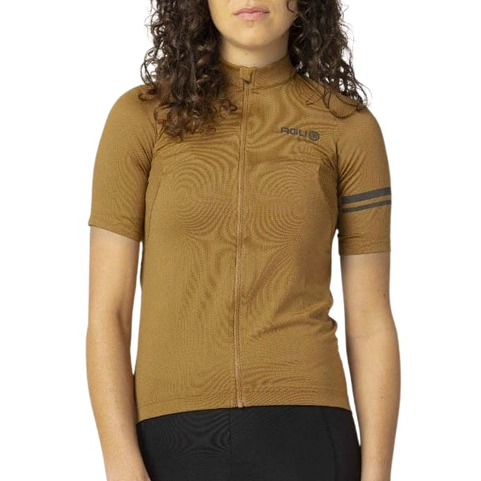 agu Core Fietsshirt Dames Korte Mouwen - Armagnac - Drie achterzakken - YKK-rits over de hele lengte - Sneldrogend interlock