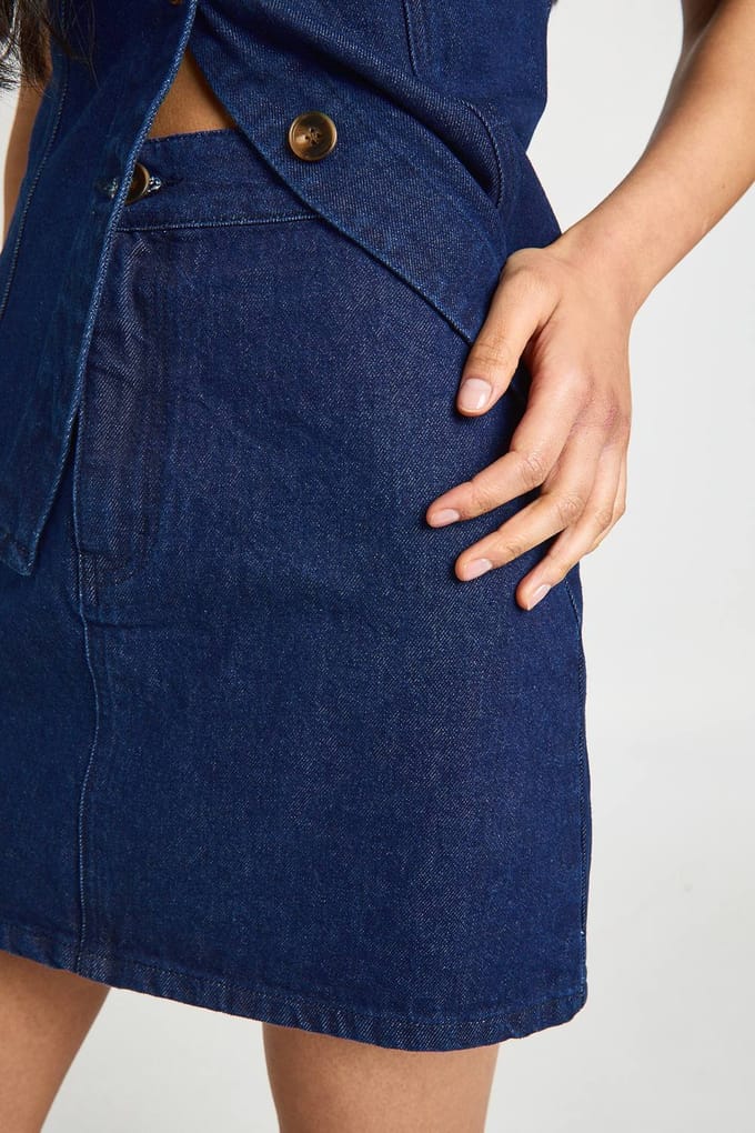boohoo Dames Lange Denim Minirok | Indigo | Maat: 36