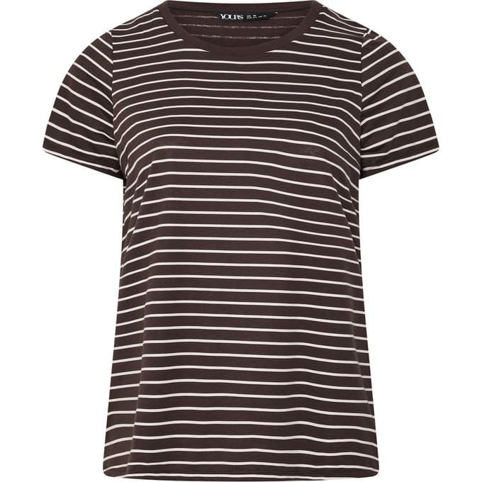 Yours Chocoladebruin Gestreept Tshirt Size 38