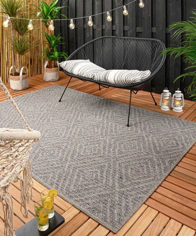 Buitenkleed ruit - Alpo blauw/zilver 80x150