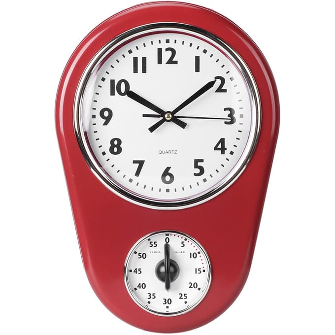 Vintage Muur Grote Klok Hangklok Huis Keuken Timer white