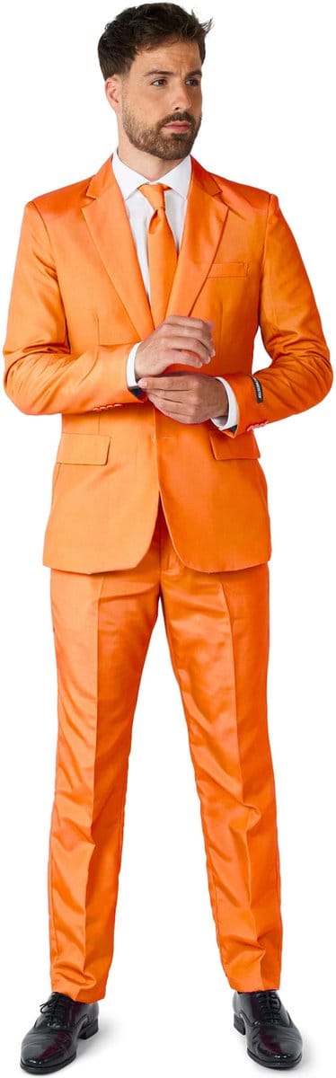 Suitmeister Solid Orange - Mannen - Heren Kostuum - Carnaval- en Halloweenkleding - Oranje - Maat: L
