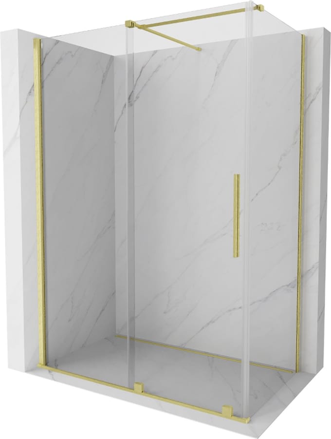 Mexen Velar schuifbare douchecabine 150 x 85 , transparant, goud geborsteld - 871-150-085-01-55