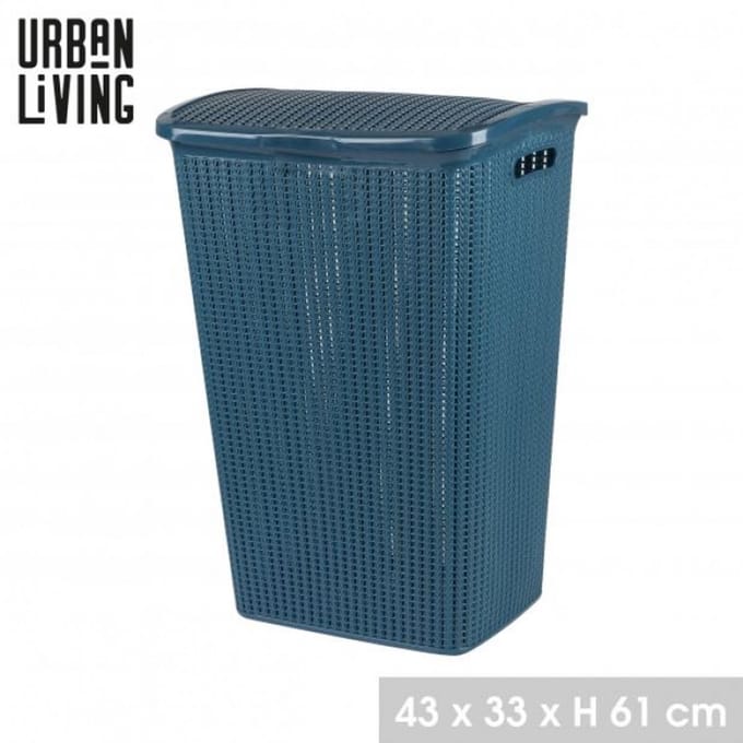 “PASHA” Wasmand met deksel – 43×33×61 cm – Donker saffier