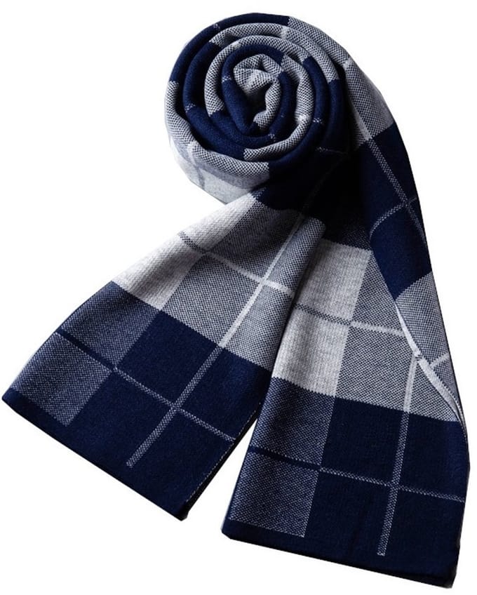 Woolblend Sjaal Heren - Geruite Sjaal - Blue & Grey
