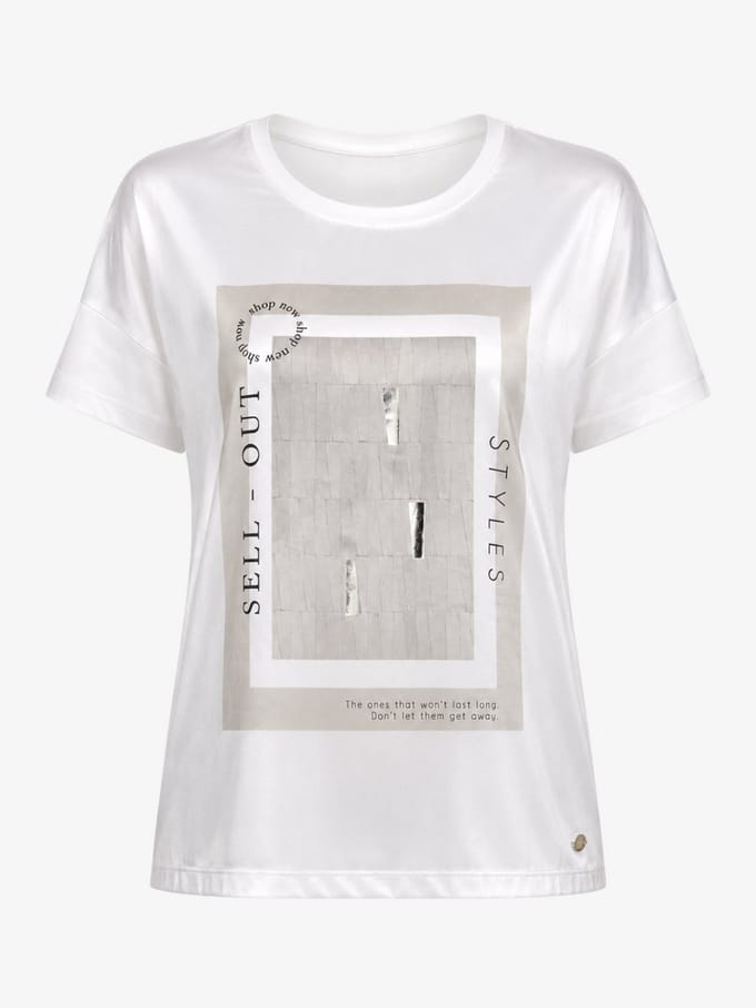 van Verla - Sellout Tshirt - Dames - Korte mouw - Ronde hals - wit / beige - Maat S