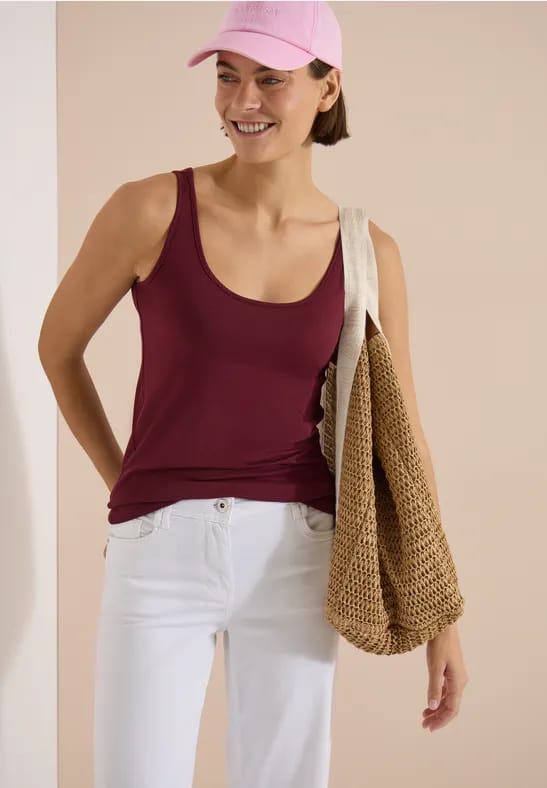 Effen longtop met ronde hals