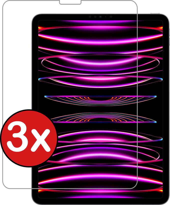 Screenprotector - 3 Stuks - Geschikt voor Apple iPad Pro (2022) - 12.9 inch - Extra Sterk - Beschermglas - Gehard Glas - Tempered Glass - Screen Protector