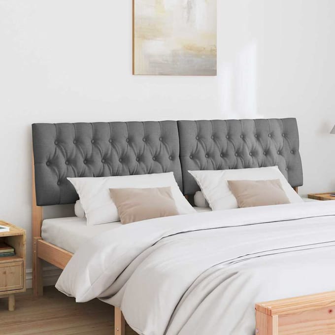 vidaXL - Gestoffeerd - hoofdbord - Donkergrijs - 180 - cm - Massief - grenenhout