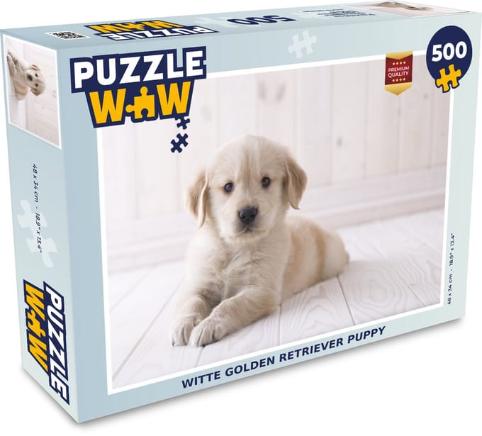 Puzzel Witte Golden Retriever puppy - Legpuzzel - Puzzel 500 stukjes