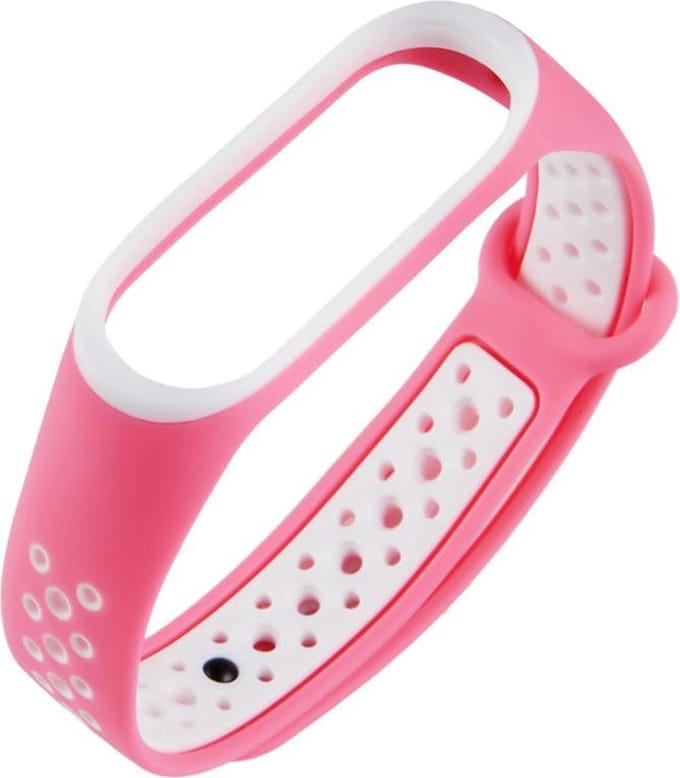 KELERINO. Siliconen bandje geschikt voor Xiaomi Mi Band 3 / 4 - Roze / Wit