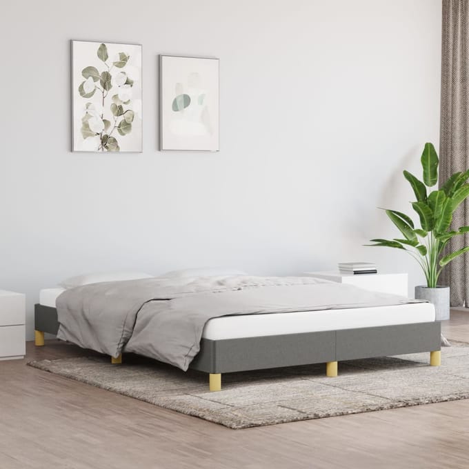 vidaXL - Bedframe - zonder - matras - stof - donkergrijs - 140x190 - cm