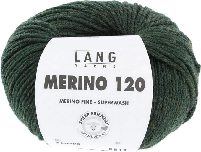 Lang Yarns Merino 120 - 398 donkergroen mix - Merinowol Garen