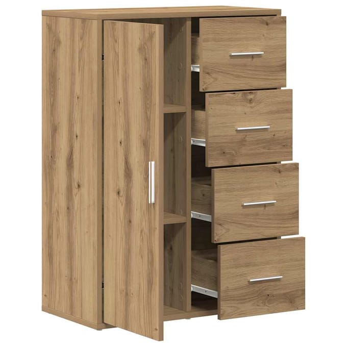 vidaXL - Dressoir - Artisan - Eiken - 60 - x - 31 - x - 84 - cm - Bewerkt - hout