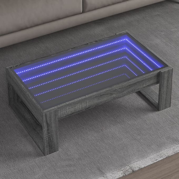 vidaXL - Salontafel - met - Infinity - LED - 90x53x30 - cm - grijs - sonoma - eikenkleur