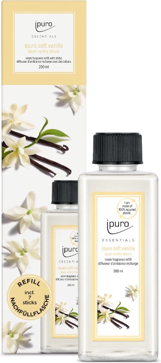 Ipuro Geurstokjes Navulling Soft Vanilla 200 ml