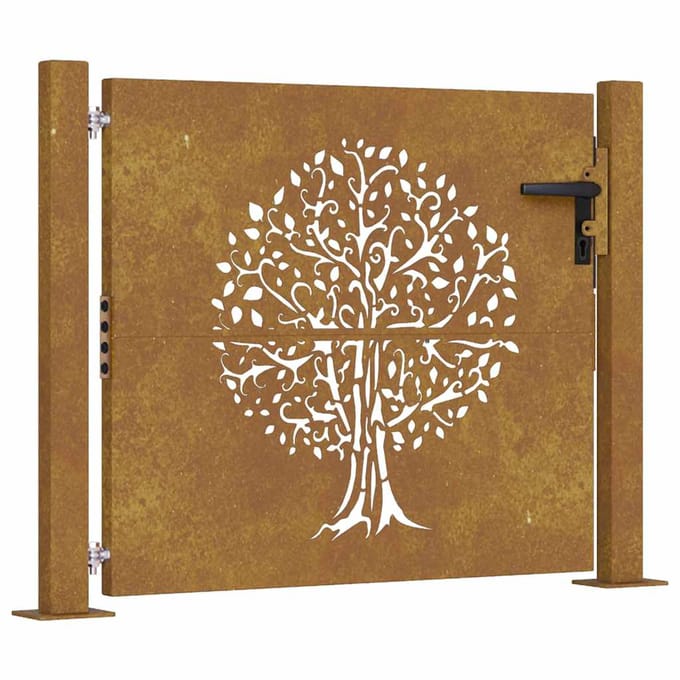 vidaXL - Tuinpoort - 100 - x - 100 - cm - Poedercoated - staal - Zwart - Vergrendelbaar
