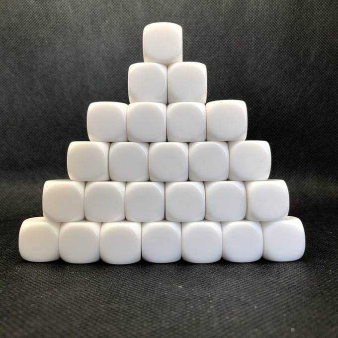 blanco dobbelstenen 15 mm , set van 25