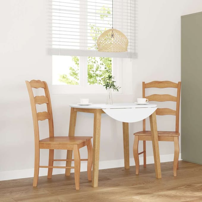 vidaXL - Eetkamerstoelen - 2 - stuks - natuurlijk - massief - hout - rubber
