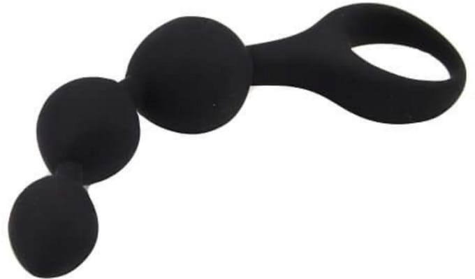 Power Escorts - Triple Ripple Silicone Beads - Zwart - 14 cm