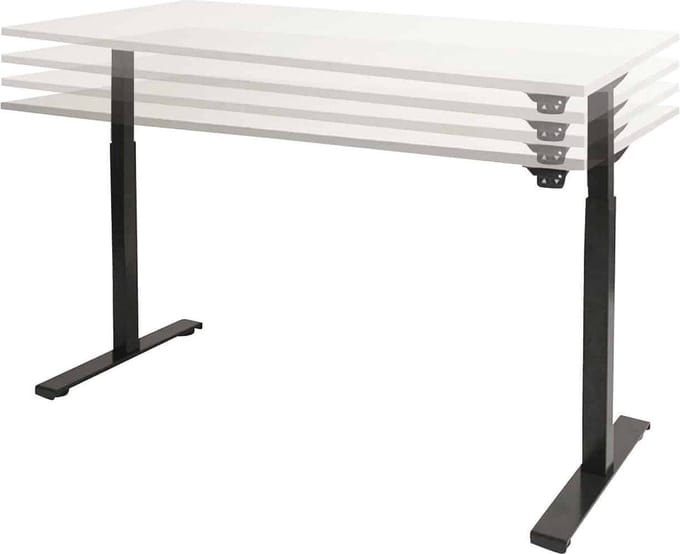 Dextro basic zit/sta 180x80cm, electrisch hoogte verstelbare werkplek, T-poot frame. Frame kleur wit (RAL9010) en blad Honey Castello