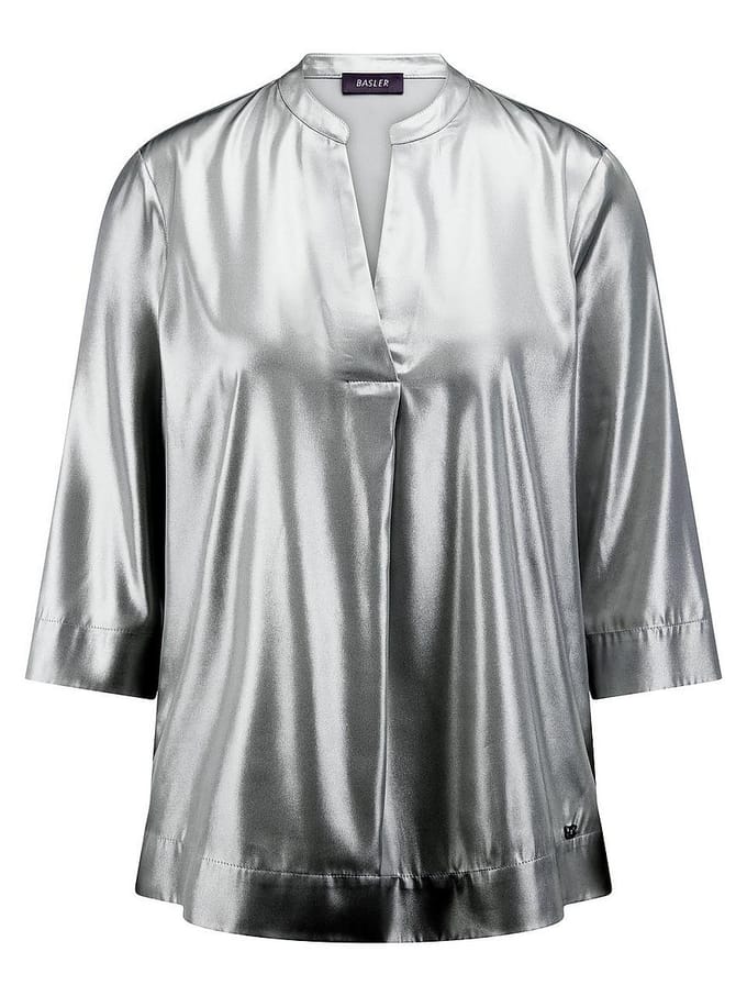 Blouse opstaande kraag Van BASLER zilverkleur