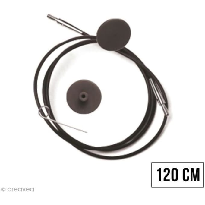 Câble pour aiguille interchangeable - KNITPRO - n°76 - Noir - 120 cm - Cylindrique