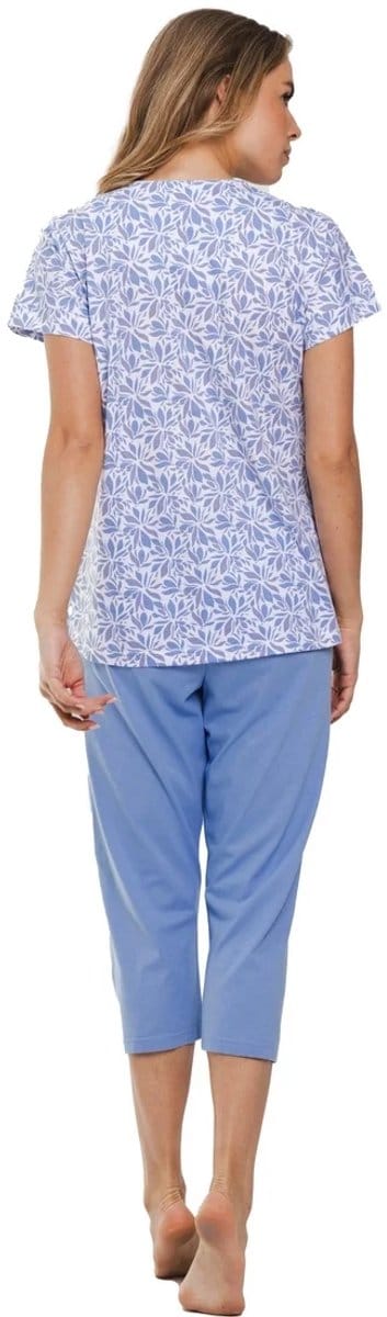 Pastunette Pyjama Soft Blue - Katoen - Blauw/Wit - Maat 56