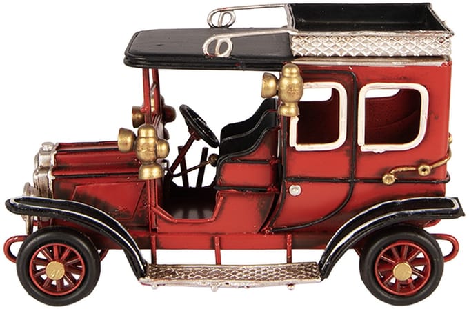 Clayre & Eef Kerstdecoratie Beeld Auto 16x8x10 cm Rood Metaal