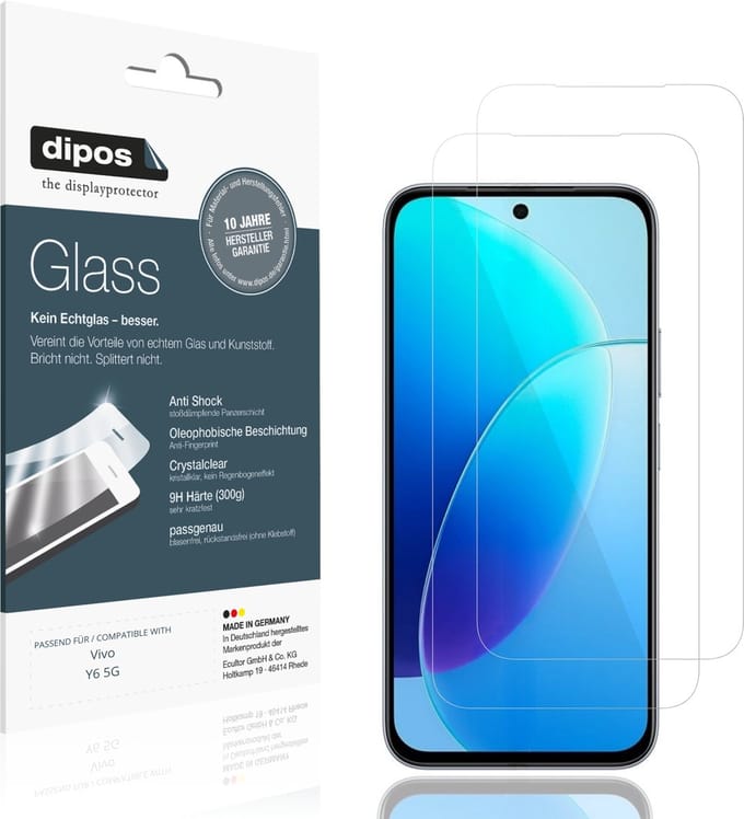 dipos – 2x Pantserfolie geschikt voor Vivo Y6 5G | 9H Screenprotector