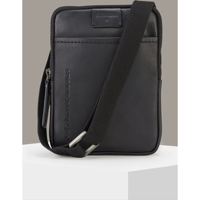 strellson Leren Schoudertas Brick Lane Brian Shoulderbag Black Zwart