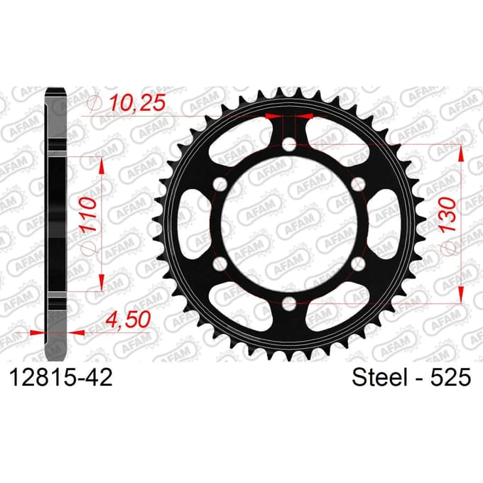 Stalen tandwiel Afam 525 42 dents