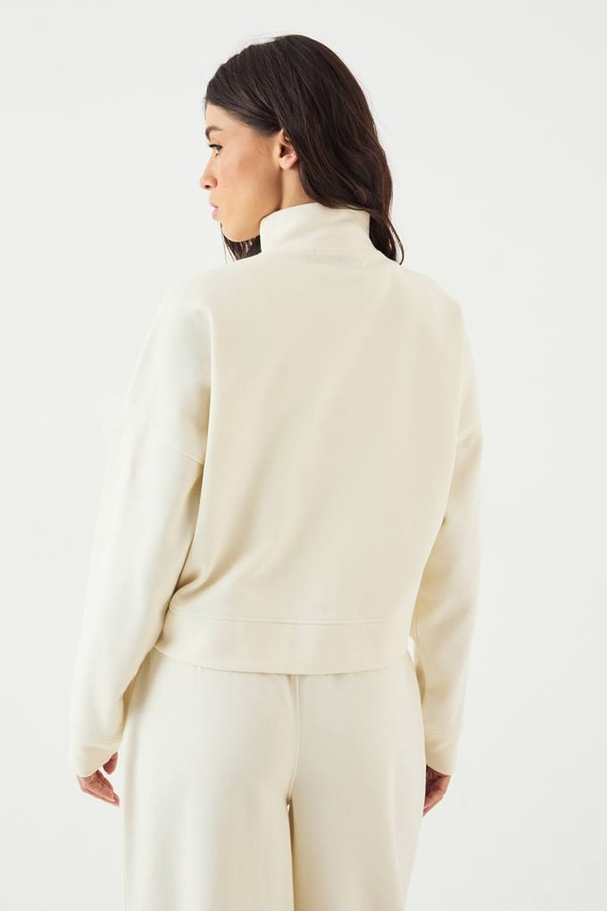 Dames DSGN Studio Interlock Trechter Hals Doorritsbomber | Cream | Maat: XL
