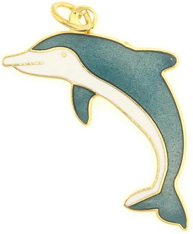 Behave - Hanger dolfijn groenblauw emaille - zomerse accessoire