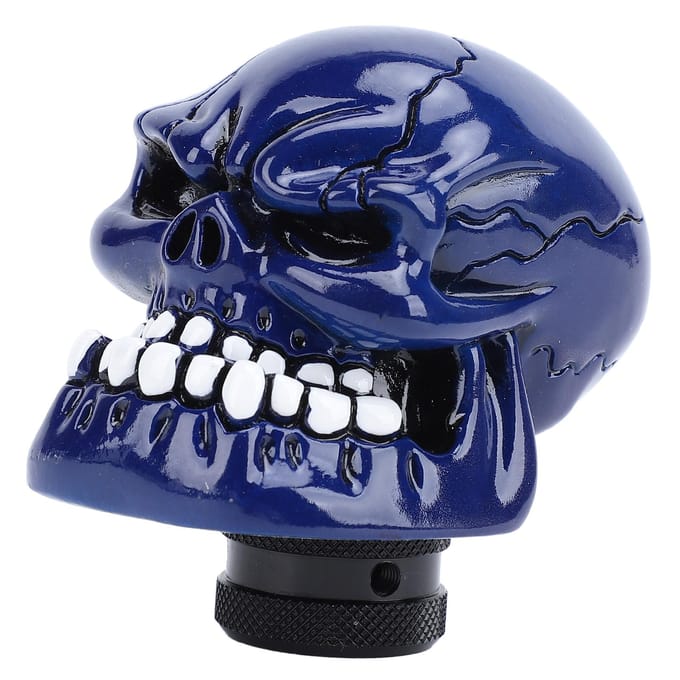 Schedel Pookknop Hars Comfortabele Grip Samurai Schedel Pookknop met 3 Adapters voor de Meeste blue
