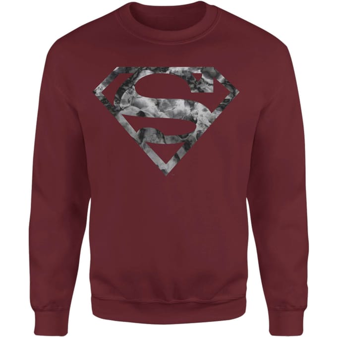 Marble Superman Logo Sweatshirt - Burgundy - S