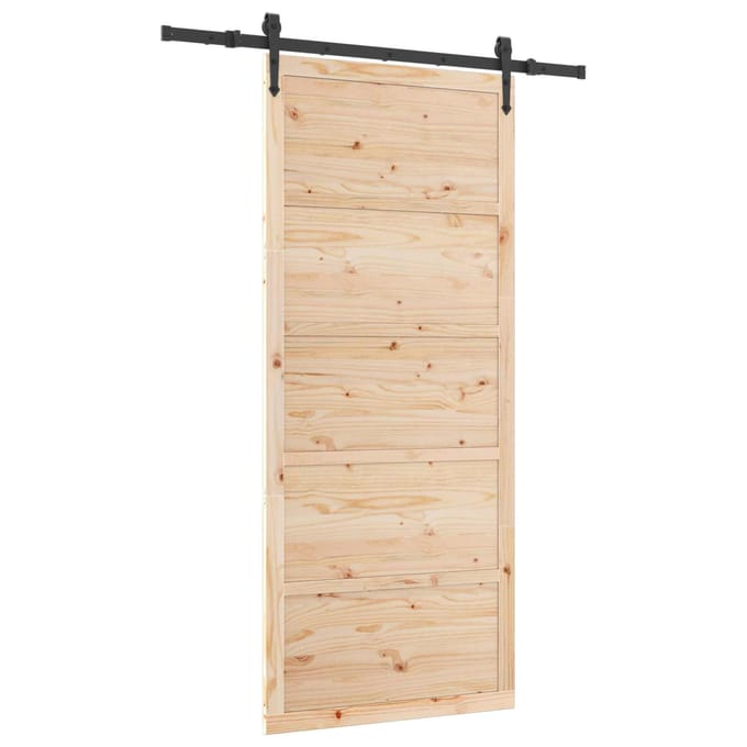 vidaXL - Schuifdeur - 80 - x - 208 - cm - Massief - grenenhout - Naturel