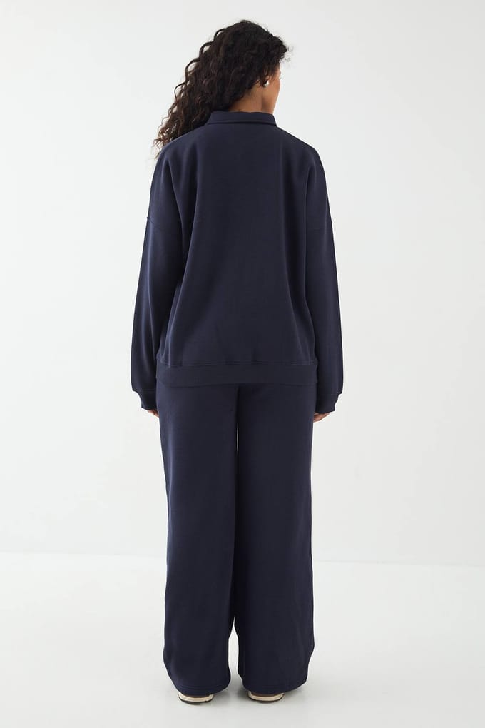 Dames DSGN Studio Borduurwerk Henley Jogger | Navy | Maat: Medium