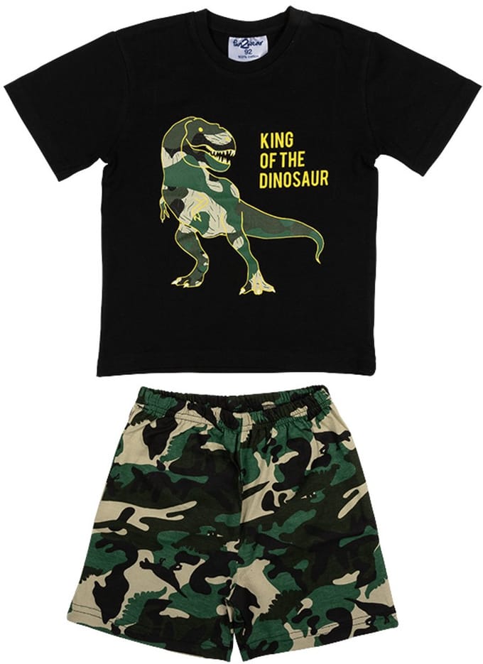 Fun2Wear - Dino Shortama Kinderen | Zwart - Katoen - Maat 92