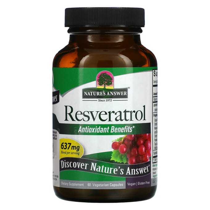 Nature'S Answer, Resveratrol, 637mg, 60 Plantaardige Capsules