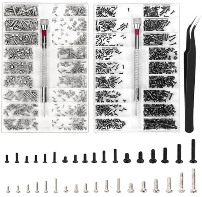 1000 Stuks Mini Schroevenset voor Reparatie van Brillen, Laptops, Sieraden en Meer