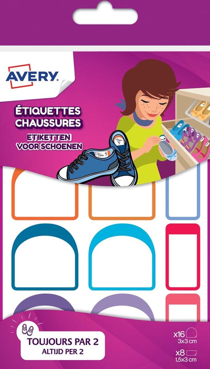 Avery Schoenetiketten 3 X 3 Cm / 1,5 X 3 Cm Polyetheen 24 Stuks