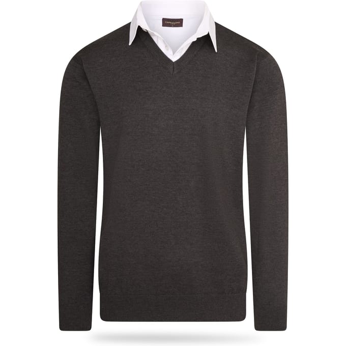 Cappuccino Italia - Heren Trui Pullover Mock - Grijs - Maat M