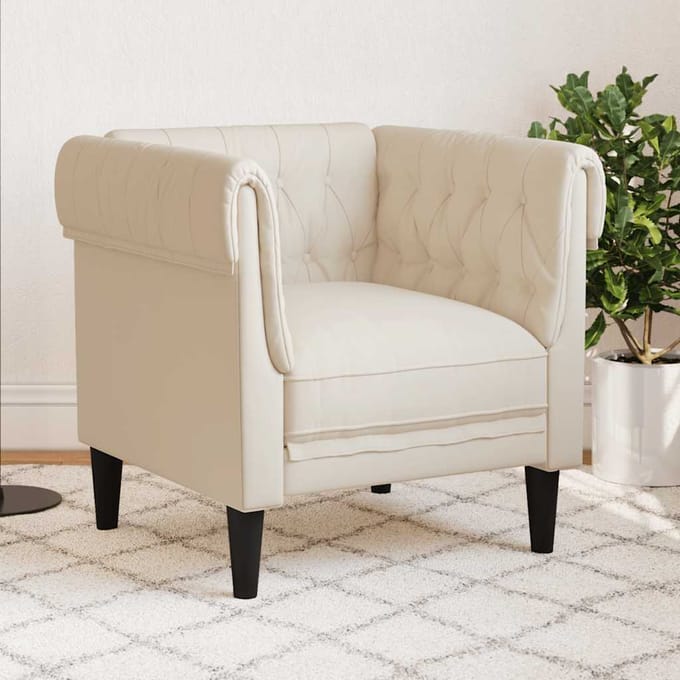 vidaXL Fauteuil Chesterfield-stijl linnen