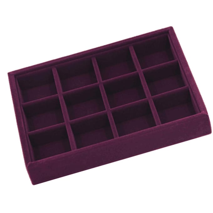 Elegante fluwelen stapelbare sieradenvitrine, paars as described